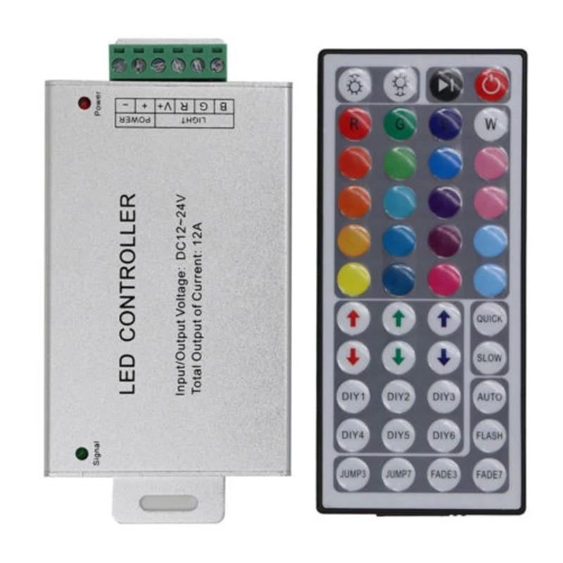 LED IR RGB Controller 24 key 44 Keys Remote Dimmer DC12V 144W For SMD 3528 20m 5050 10m LED RGB strip
LED IR RGB Controller 24 key 44 Keys Remote Dimmer DC12V 144W For SMD 3528 20m 5050 10m LED RGB strip