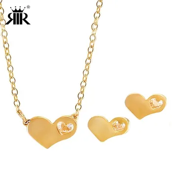 RIR Fashion Heart Necklace Stainless Steel Silver And Gold Charm Heart With Crystal Jewelry Set For Women Wedding Engagement
RIR Fashion Heart Necklace Stainless Steel Silver And Gold Charm Heart With Crystal Jewelry Set For Women Wedding Engagement