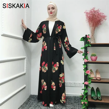 Siskakia Muslim Opened Abaya Flower Pattern Printed Kimono Black with Slim Sash Fashion Arabian Robes Refreshing Summer 2019 New
Siskakia Muslim Opened Abaya Flower Pattern Printed Kimono Black with Slim Sash Fashion Arabian Robes Refreshing Summer 2019 New