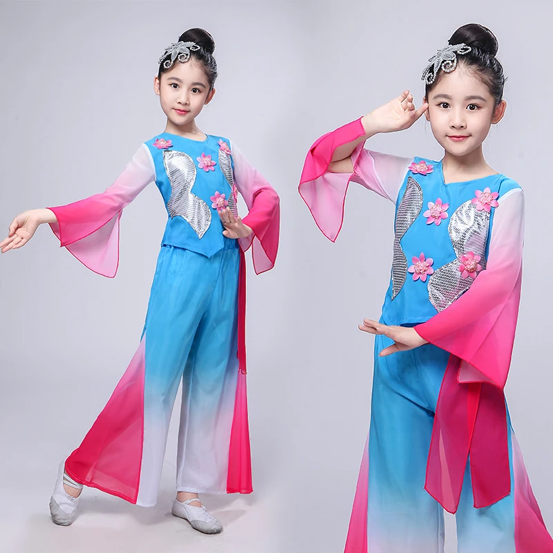 Фото Детские Классические танцевальные костюмы Hanfu Национальный танцевальный костюм