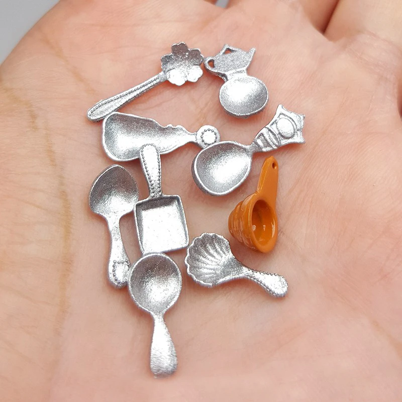 G10-X002 children baby gift Toy 1:12 Dollhouse mini Furniture Miniature rement accessories Coffee black tea spoon 9pcs/set | Игрушки и
