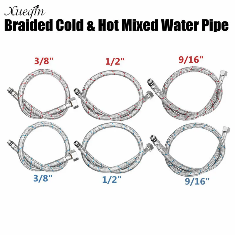 Xueqin 1Pc Six Types Faucet Pipe Water Inlet Metal Pipe Stainless Steel Explosion-proof Woven Cold & Hot Mixed 9/16'' 3/8" 1/2"
Xueqin 1Pc Six Types Faucet Pipe Water Inlet Metal Pipe Stainless Steel Explosion-proof Woven Cold & Hot Mixed 9/16'' 3/8" 1/2"