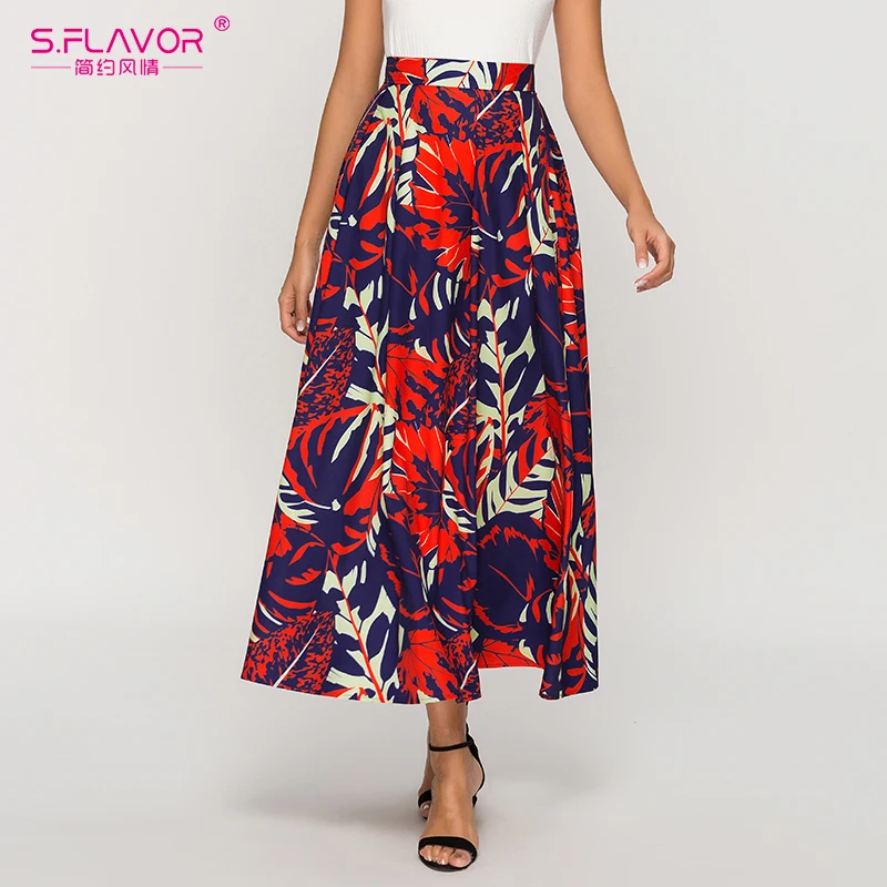 S.FLAVOR Boho High Waist Leaf Printed Long Skirts Fashion Street Style Autumn Skirts For Female Big Hem Women Skirts
S.FLAVOR Boho High Waist Leaf Printed Long Skirts Fashion Street Style Autumn Skirts For Female Big Hem Women Skirts