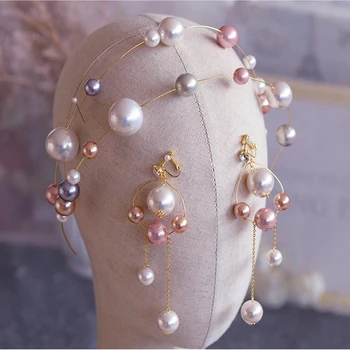 High Quality European Pearls Brides Headband with Earring Bridal Tiaras Crown Set Wedding Hair Accessory Prom Headdress
High Quality European Pearls Brides Headband with Earring Bridal Tiaras Crown Set Wedding Hair Accessory Prom Headdress