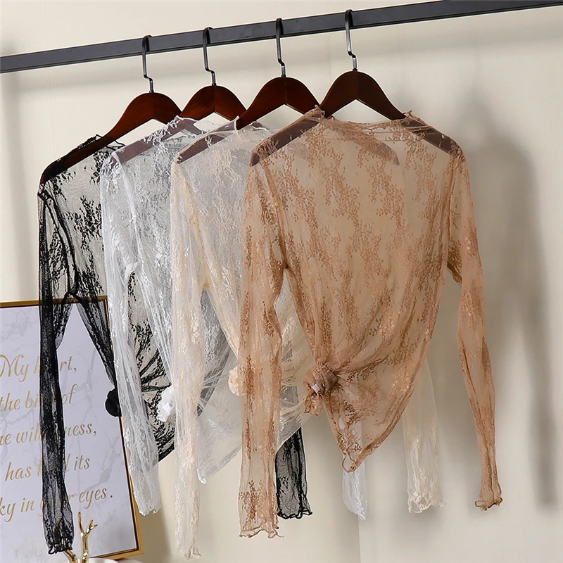 Lady Sexy Lace Mesh Blouse Women Tops Long Sleeve Female Casual Slim Shirt Transparent Elegant Tees Hollow Out For Party Club
Lady Sexy Lace Mesh Blouse Women Tops Long Sleeve Female Casual Slim Shirt Transparent Elegant Tees Hollow Out For Party Club