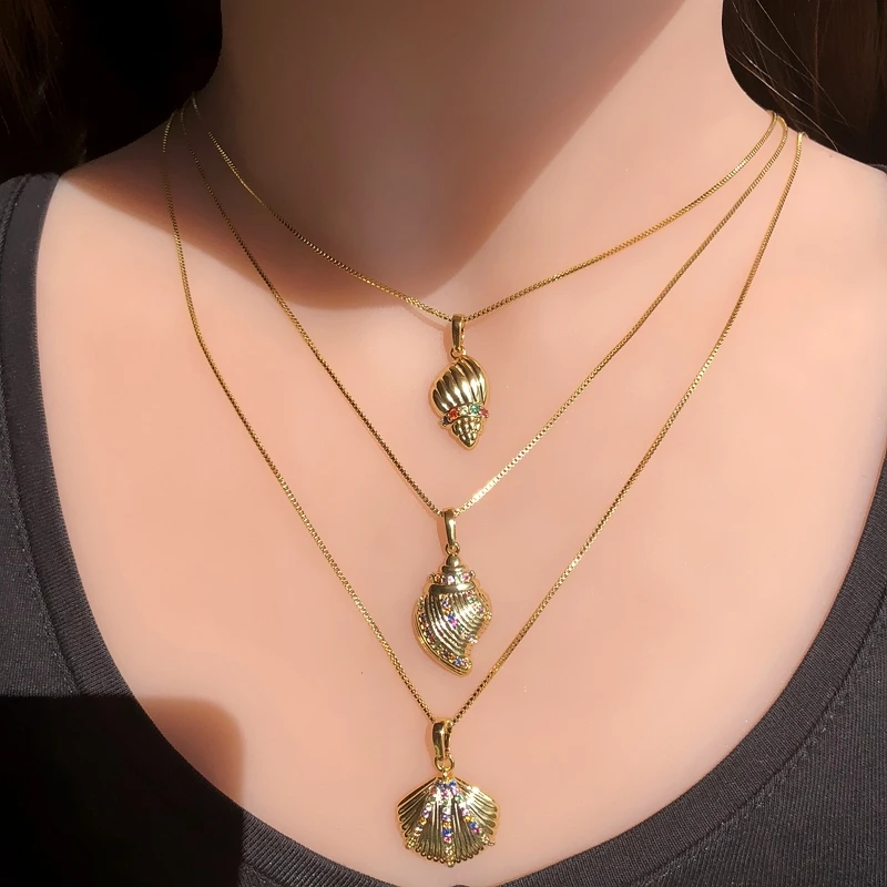 Gold color Shell Shape Pendant Necklaces for Women pave Colorful Cubic Zirconia bohemian chokers necklaces CZ statement jewelry
Gold color Shell Shape Pendant Necklaces for Women pave Colorful Cubic Zirconia bohemian chokers necklaces CZ statement jewelry