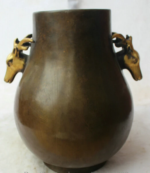 huij 007074 13 Marked China Chinese Dynasty palace Bronze Gild deer head flower Bottle Vase
huij 007074 13 Marked China Chinese Dynasty palace Bronze Gild deer head flower Bottle Vase