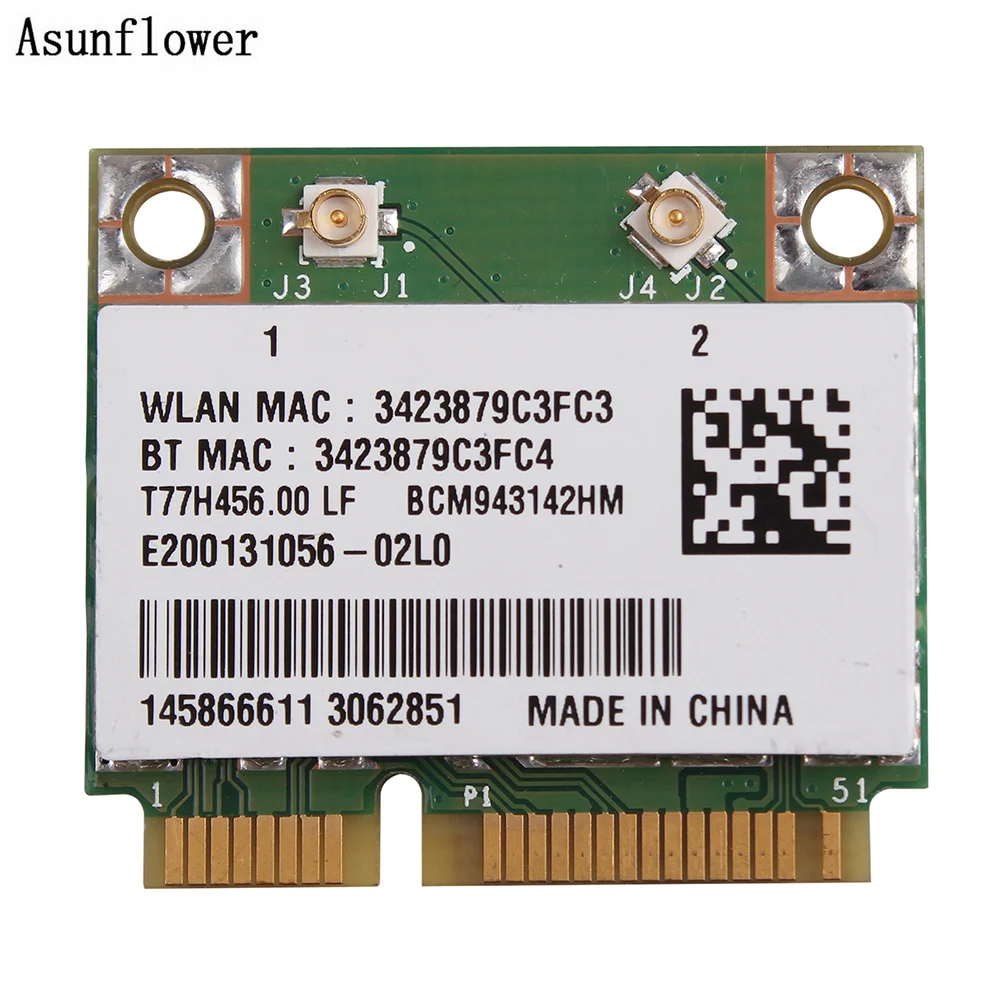 New Original Wireless 802.11n 300Mbps Bluetooth 4.0 Half Mini PCI-E WIFI Card BCM943142HM
New Original Wireless 802.11n 300Mbps Bluetooth 4.0 Half Mini PCI-E WIFI Card BCM943142HM