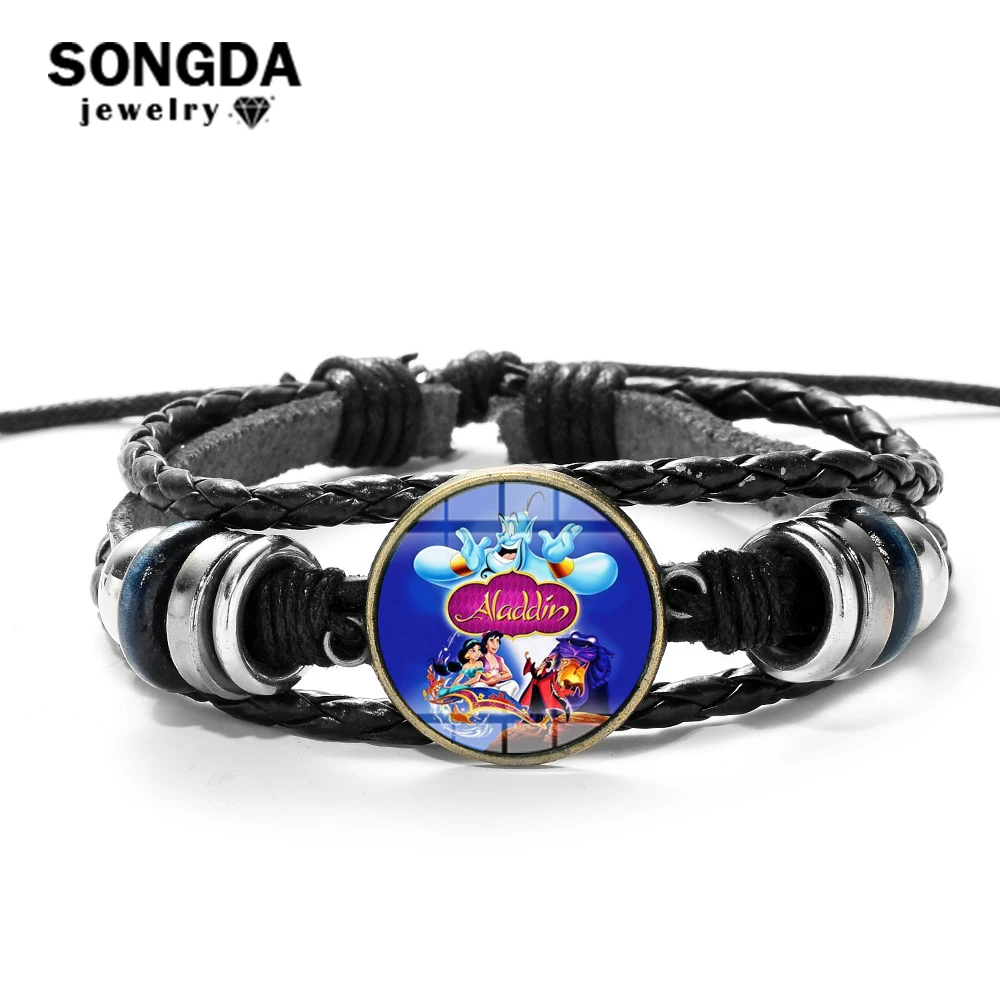 SONGDA Aladdin Handmade Braided Leather Bracelet Bangle Aladdin And Jasmine Princess Cartoon 3D Printed Charm Bracelet Wristhand
SONGDA Aladdin Handmade Braided Leather Bracelet Bangle Aladdin And Jasmine Princess Cartoon 3D Printed Charm Bracelet Wristhand