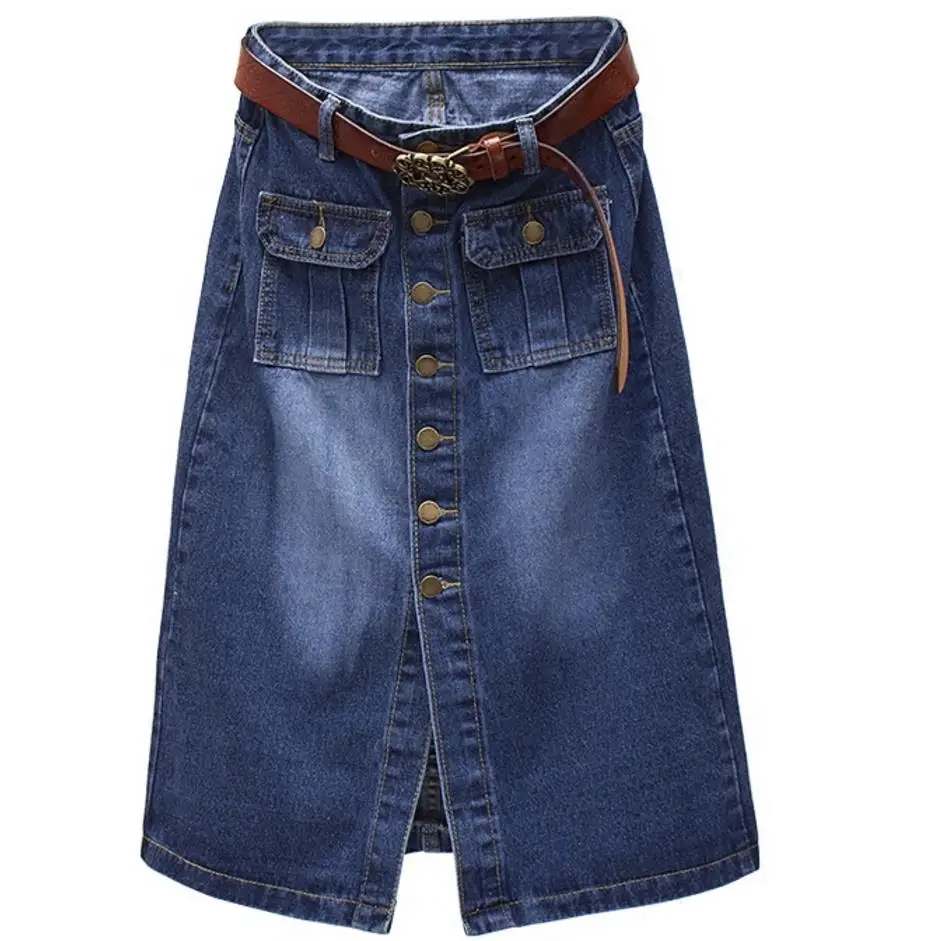Autumn Casual jean Skirts Vintage Denim Skirt High Waist Plus Size Single Breasted split jeans Skirt
Autumn Casual jean Skirts Vintage Denim Skirt High Waist Plus Size Single Breasted split jeans Skirt
