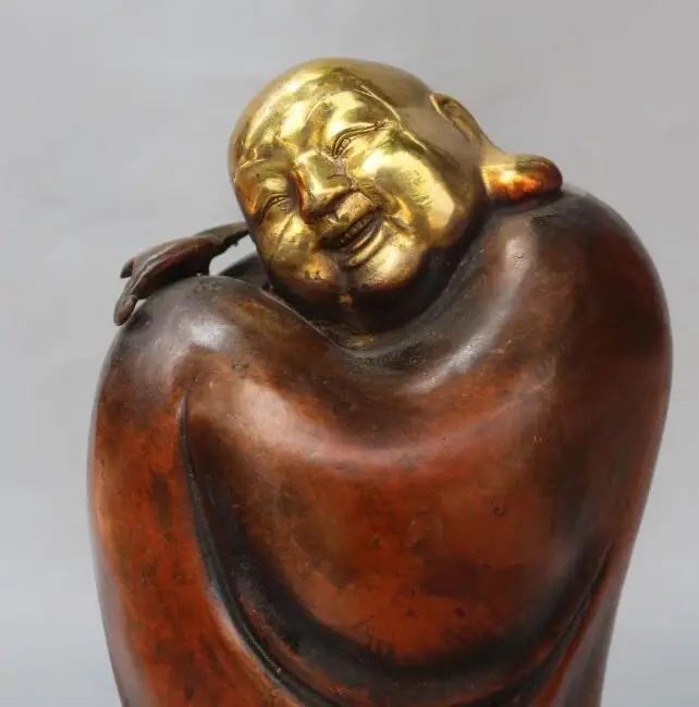 S1743 10" Chinese Bronze Gilt happy smile Maitreya Buddha & FengShui Bat Fu Statue
S1743 10" Chinese Bronze Gilt happy smile Maitreya Buddha & FengShui Bat Fu Statue
