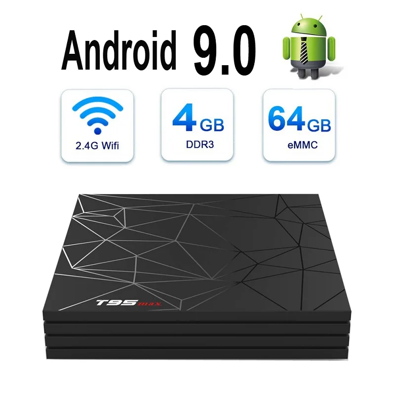 T95MAX Android 9.0 TV Box 4GB/64GB 4GB/32GB 2GB/16GB T95max Allwinner H6 Quad core 4K 1080p Set Top Box
T95MAX Android 9.0 TV Box 4GB/64GB 4GB/32GB 2GB/16GB T95max Allwinner H6 Quad core 4K 1080p Set Top Box