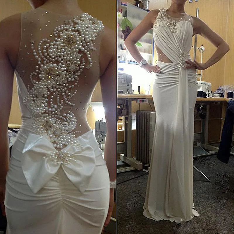 Beautiful Pearls Back Sheath Beach Wedding Dress Sheer Scoop Neck Pleats Body Sexy Dress For Wedding
Beautiful Pearls Back Sheath Beach Wedding Dress Sheer Scoop Neck Pleats Body Sexy Dress For Wedding