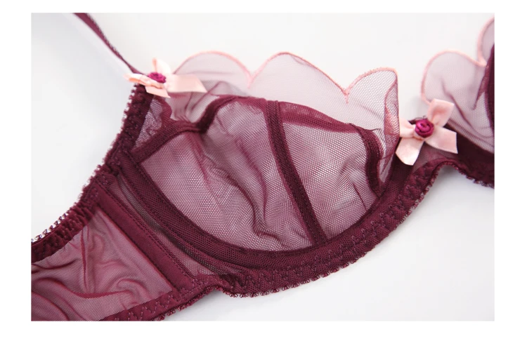 TERMEZY 2019 new Sexy Lace bar set ultra thin net gauze transparent Lingerie Set Push up brassier Fashion lace underwear (7)