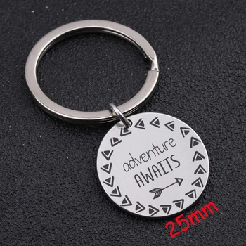 Hand Stamped Keychain Adventure Awaits Graduation Gift Inspire Keyfobs New Fashion Jewelry Charm Round Key Ring
Hand Stamped Keychain Adventure Awaits Graduation Gift Inspire Keyfobs New Fashion Jewelry Charm Round Key Ring