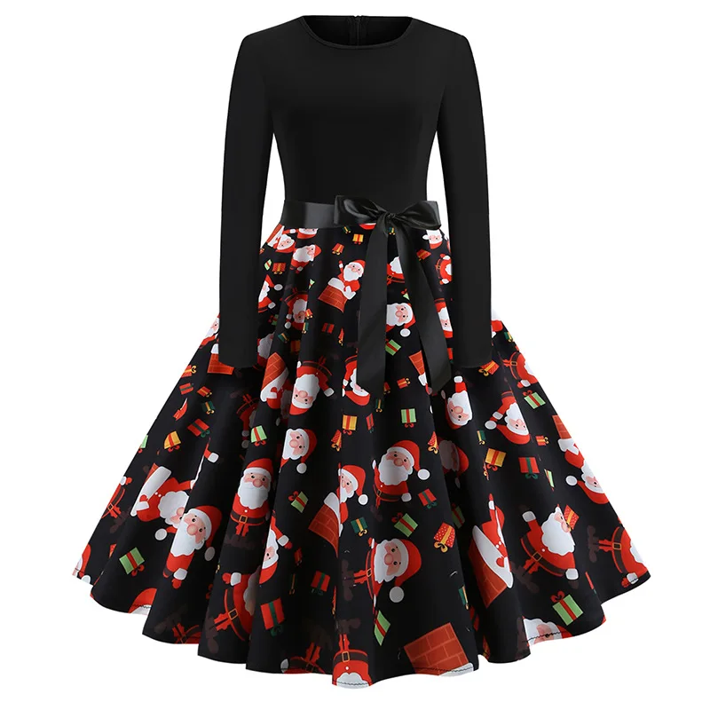 New autumn women's retro long-sleeved dress Santa Claus print Christmas retro dress O-neck long-sleeved A-word party dress
New autumn women's retro long-sleeved dress Santa Claus print Christmas retro dress O-neck long-sleeved A-word party dress