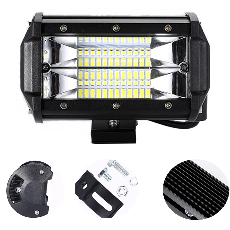 

1x Offroad 5INCH 72W LED WORK LIGHT BAR FLOOD LIGHT 12V 24V CAR TRUCK SUV BOAT ATV 4X4 4WD TRAILER WAGON PICKUP DRIVING LED LAMP