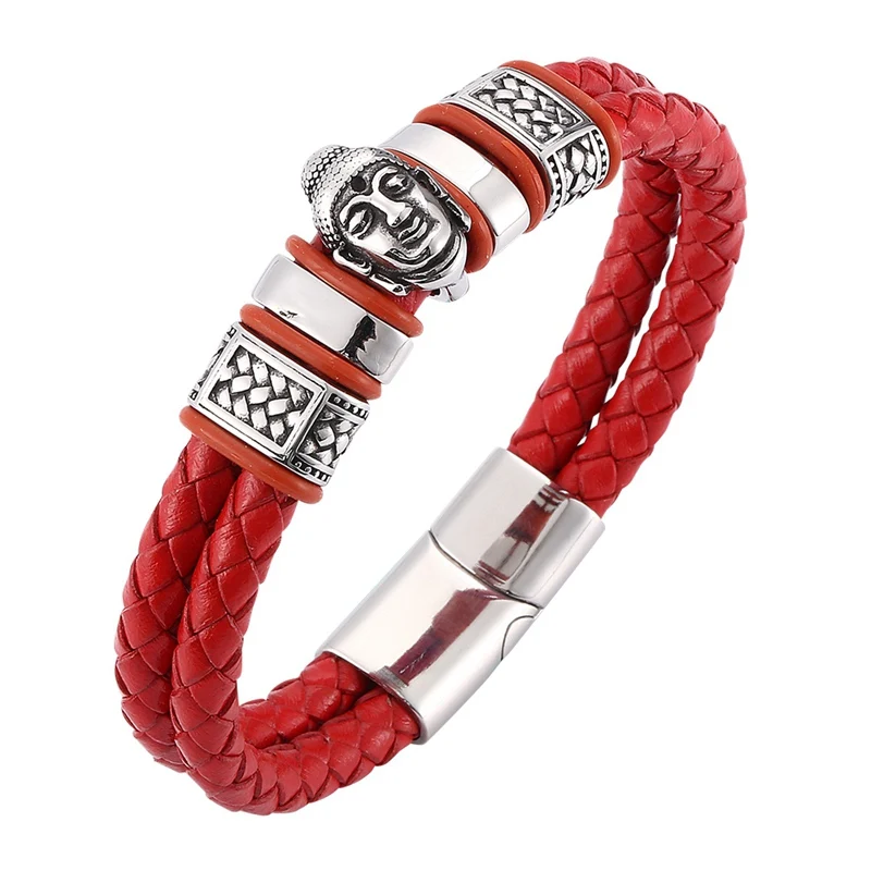 Unique Red Braided Leather Buddha Bracelet Men Jewelry Trendy Stainless Steel Punk Wristband Magnetic Clasps Bangles Gift SP0103
Unique Red Braided Leather Buddha Bracelet Men Jewelry Trendy Stainless Steel Punk Wristband Magnetic Clasps Bangles Gift SP0103