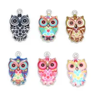 13x23mm 2-6pcs Animals Owl Enamel Bracelet Necklace Charms Pendant For Jewelry Making DIY Findings Women Men Hole 1.5mm image