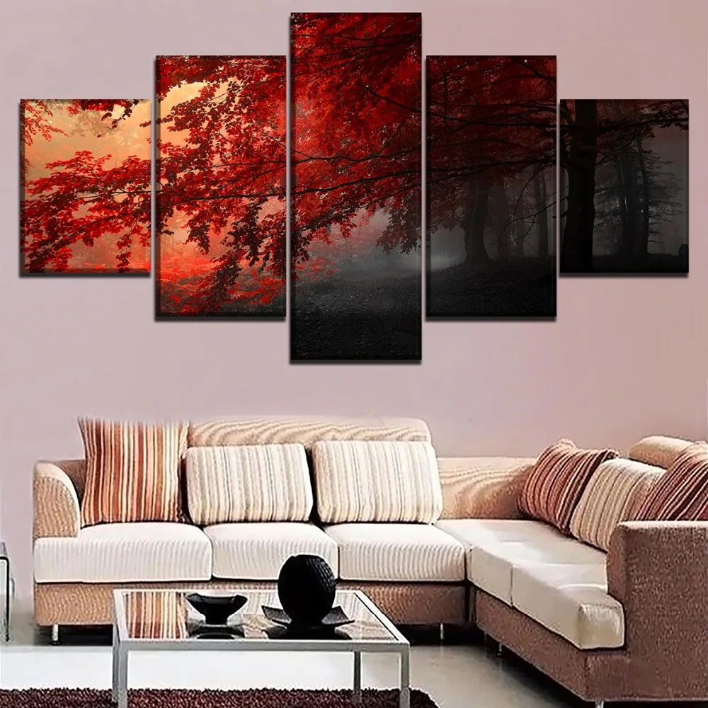 Canvas Pictures Modular Wall Art HD Prints Posters 5 Pieces Fall Forest Grey Red Tree Paintings Home Decor Living Room Framework
Canvas Pictures Modular Wall Art HD Prints Posters 5 Pieces Fall Forest Grey Red Tree Paintings Home Decor Living Room Framework