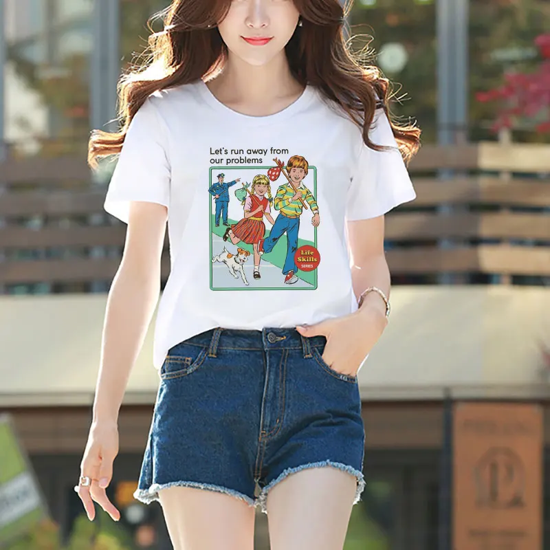 ZZSYKD harajuku Summer Short Sleeve Hillbilly vogue white t shirts women Let's run away from our problems funny tee shirt femme
ZZSYKD harajuku Summer Short Sleeve Hillbilly vogue white t shirts women Let's run away from our problems funny tee shirt femme