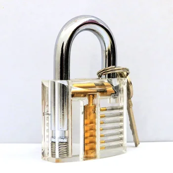 

1pcs Cutaway Inside View Of Practice Transparent Padlock Lock Training Skill Pick View Padlock For Locksmith With Smart Keys