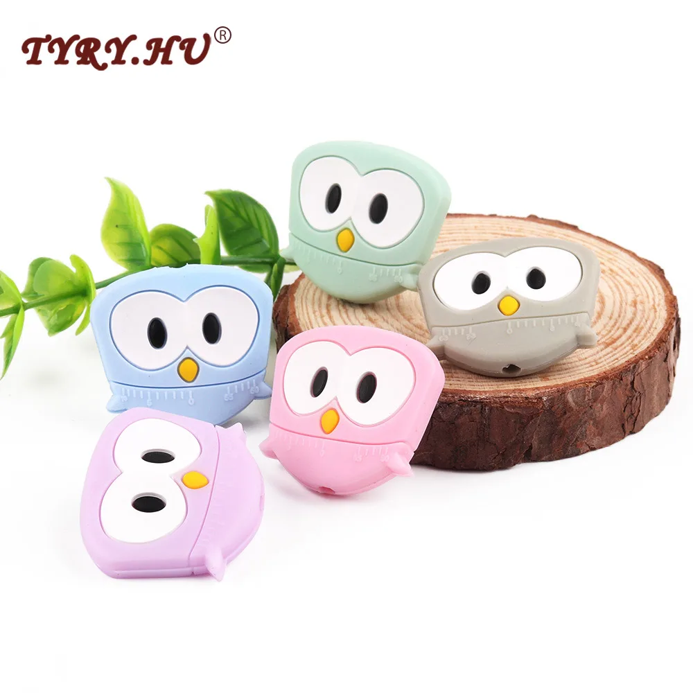 

TYRY.HU 5pc Lovely Owl Silicone Beads Food Grade Baby Chewable Teething Beads For Baby Jewelry Making Necklace DIY BPA Free