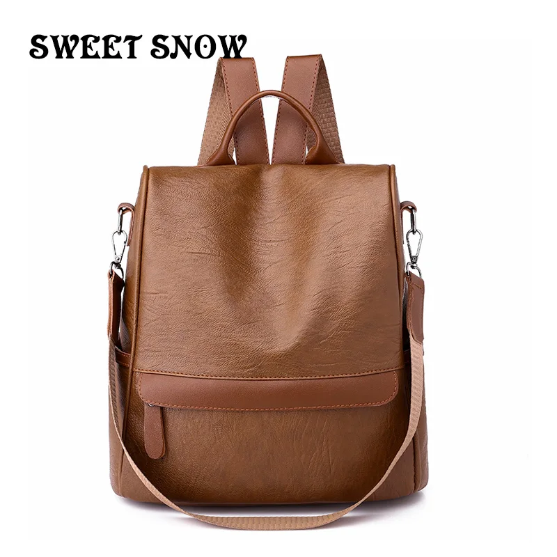SWEET SNOW Korean Casual Leather Girl Shopping Backpack Fashion Women's Sewing Stitch Backpack Oval Solid Color Female Backpack
SWEET SNOW Korean Casual Leather Girl Shopping Backpack Fashion Women's Sewing Stitch Backpack Oval Solid Color Female Backpack