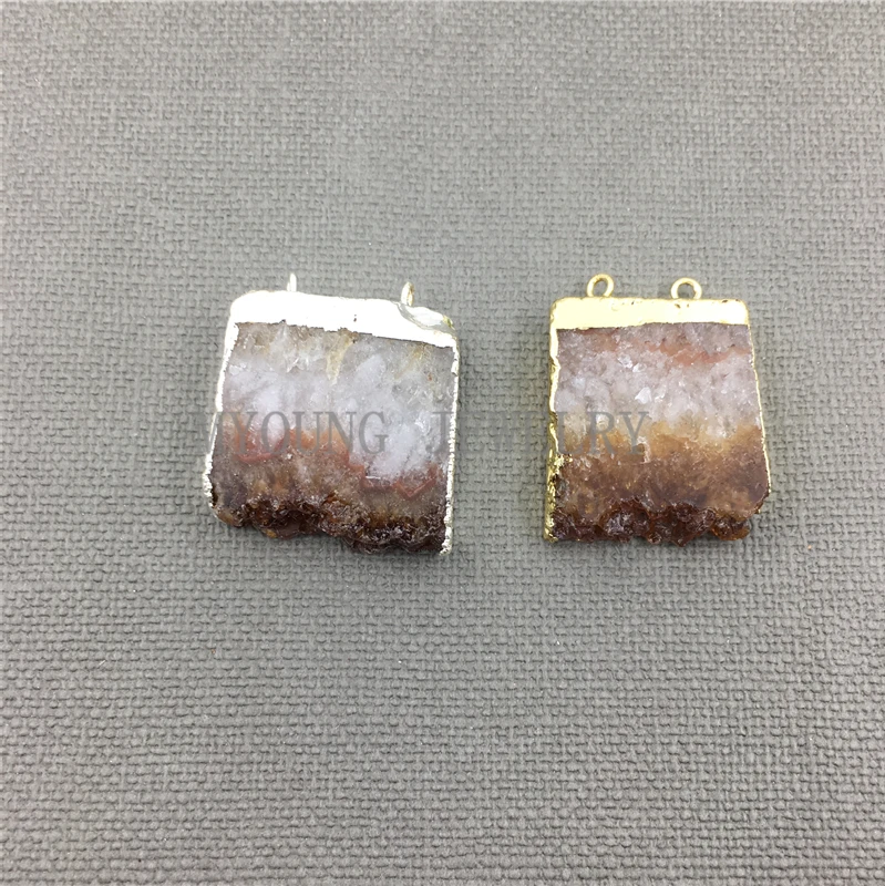 MY1220 Rectangular Yellow Crystal Stalactite Slice Pendant with Gold or Silver Plated Edges,Double Bail Crystal Quartz Pendant
MY1220 Rectangular Yellow Crystal Stalactite Slice Pendant with Gold or Silver Plated Edges,Double Bail Crystal Quartz Pendant