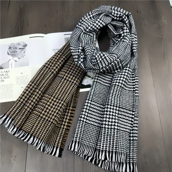 Yyun Winter Cashmere Plaid Scarf Designer Patchwork Houndstooth Scarf Wrap with Frays on Ends
Yyun Winter Cashmere Plaid Scarf Designer Patchwork Houndstooth Scarf Wrap with Frays on Ends