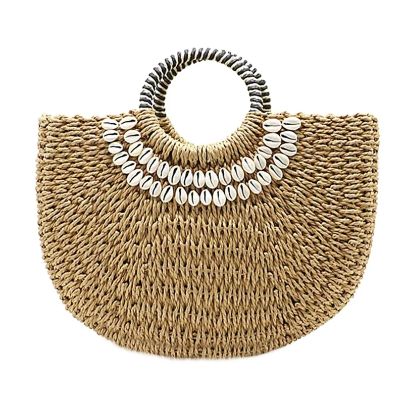 Shell Moon Bag Straw Bag Women'S Straw Bag Handmade Woven Basket Wicker Summer Grass Bags Drawstring Of Totes
Shell Moon Bag Straw Bag Women'S Straw Bag Handmade Woven Basket Wicker Summer Grass Bags Drawstring Of Totes