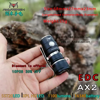 Amutorch AX2 XPL HD/SST20 Mini Led flashlight 1100 LM powerful 16340 or 18350 battery EDC flashlight keychain light hand lamp
Amutorch AX2 XPL HD/SST20 Mini Led flashlight 1100 LM powerful 16340 or 18350 battery EDC flashlight keychain light hand lamp