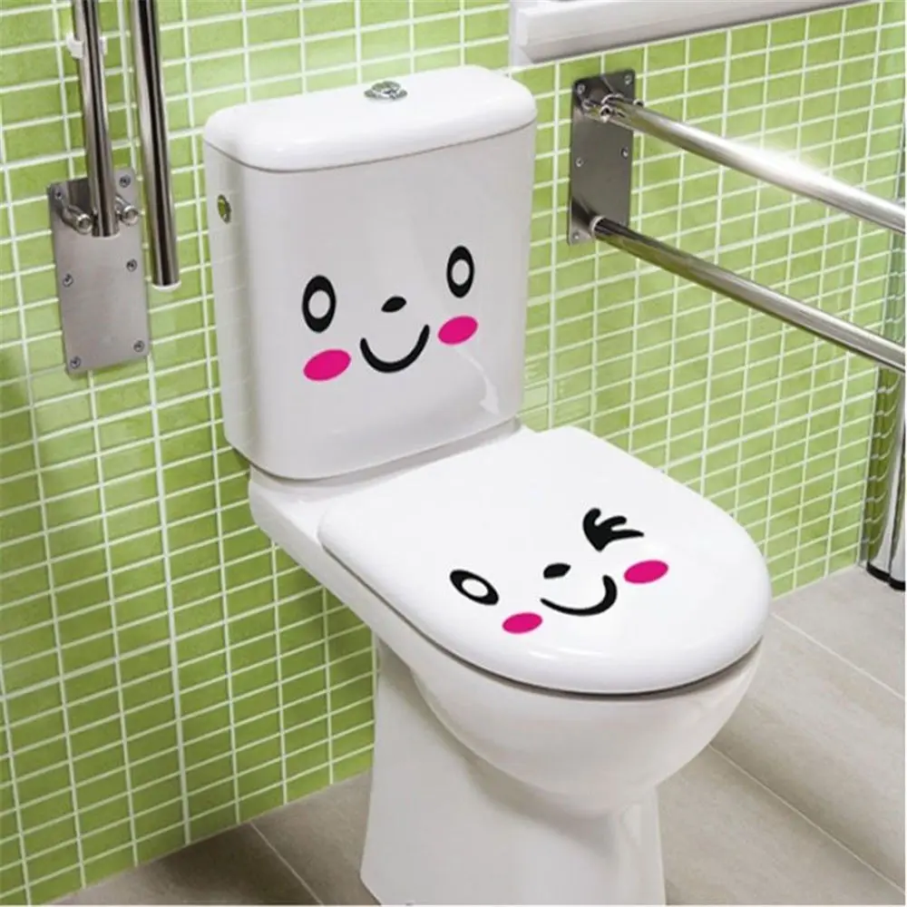 

Smile face Toilet stickers diy personalized furniture decoration wall decals fridge washing machine sticker Bathroom Car Gift