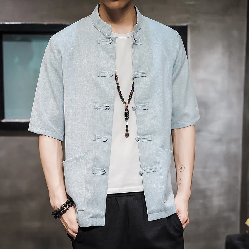Men's Summer Shirt Cotton Linen Casual Slim Tops Stand Collar Plus Size Solid Color Comfortable Men's Streetwear Shirt
Men's Summer Shirt Cotton Linen Casual Slim Tops Stand Collar Plus Size Solid Color Comfortable Men's Streetwear Shirt