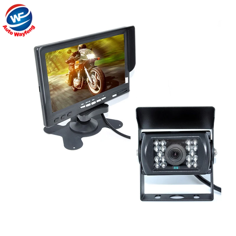 

Hot Selling 18 IR Reverse Camera +NEW 7" LCD Monitor+Car Rear View Kit car camera BUS/ Truck parking sensor 15M Or 20M Cable WF