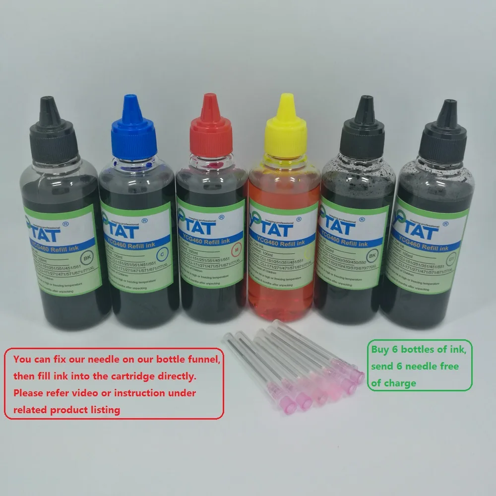 YOTAT 6pcs*100ml Dye ink for Canon PGI-470 CLI-471 PGI-570 CLI-571 PGI-670 CLI-671 PGI-450 CLI-451 PGI-550 CLI-551 PGI-650
YOTAT 6pcs*100ml Dye ink for Canon PGI-470 CLI-471 PGI-570 CLI-571 PGI-670 CLI-671 PGI-450 CLI-451 PGI-550 CLI-551 PGI-650