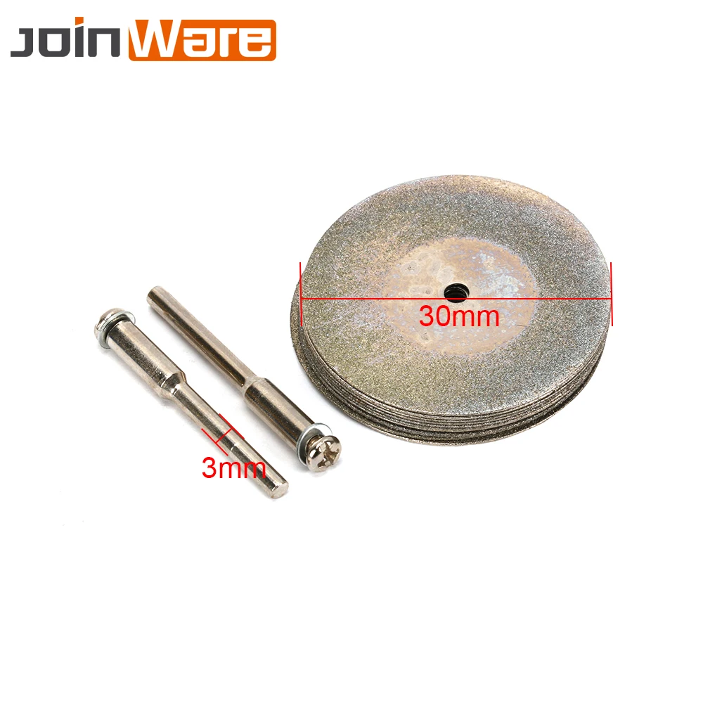 10Pcs/set 20 ~ 35MM Mini Grinding Wheel Saw Blade Diamond Cutting Discs For Rotary Tools Stone Blade+2pcs Mandrels Drill Bits |