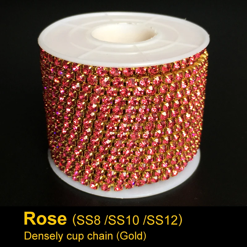 Direct Selling Rose Densely Chain Gold Base 10yards/roll Ss8 Ss10 Ss12 Rhinestone Cup Chains For Garment Free Shipping
Direct Selling Rose Densely Chain Gold Base 10yards/roll Ss8 Ss10 Ss12 Rhinestone Cup Chains For Garment Free Shipping