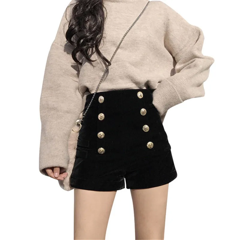 Women Autumn Winter Solid Velvet Shorts Female New High Waist Short Feminino Slim Ladies Double-breasted Velvet Short Pants V126
Women Autumn Winter Solid Velvet Shorts Female New High Waist Short Feminino Slim Ladies Double-breasted Velvet Short Pants V126