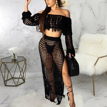 Two Piece Set Women Sexy Fashion Hollow Tassel Bag Hip Beach Skirt Knit Crochet Hollow Long Dress FS99
Two Piece Set Women Sexy Fashion Hollow Tassel Bag Hip Beach Skirt Knit Crochet Hollow Long Dress FS99