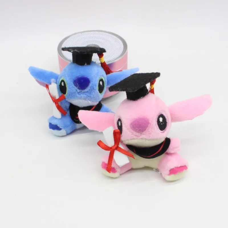 New PhD Stitch Plush Keychain Toys Cute Movie Cartoon BluePink Sitting Stitch Pendants Dolls 7cm 20pcslot (1)