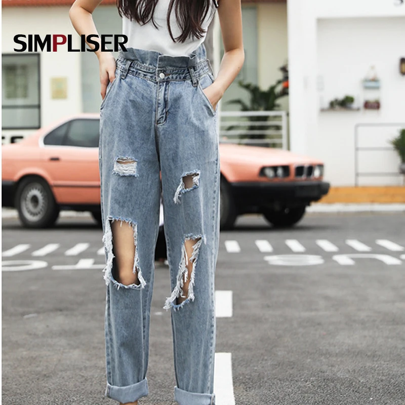 High Waist Loose Denim Blue Jeans Trousers Boyfriend Ripped Fashion Jeans Pants Hole Demage Trousers Femme Pantalon 2019 Summer
High Waist Loose Denim Blue Jeans Trousers Boyfriend Ripped Fashion Jeans Pants Hole Demage Trousers Femme Pantalon 2019 Summer