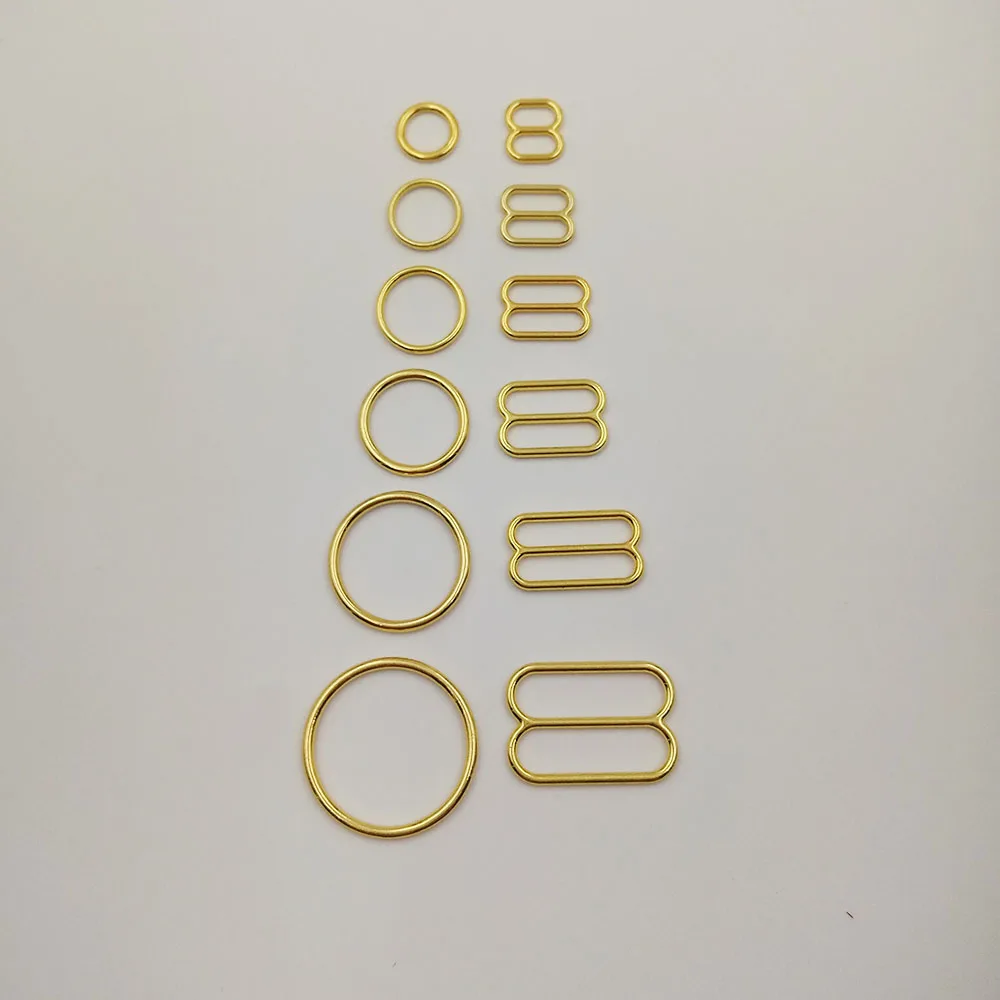 

Free shipping 200 pcs / lot gold plated bra strap sliders nickel and ferrous free