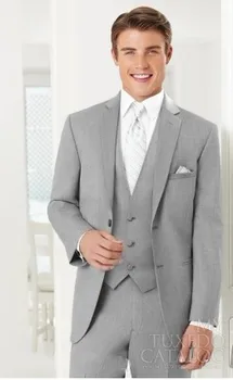 Classic Mens Suits Groomsmen Notch Lapel Groom Tuxedos Light Grey Wedding Best Man Suit (Jacket+Pants+Tie+Vest) A43
Classic Mens Suits Groomsmen Notch Lapel Groom Tuxedos Light Grey Wedding Best Man Suit (Jacket+Pants+Tie+Vest) A43