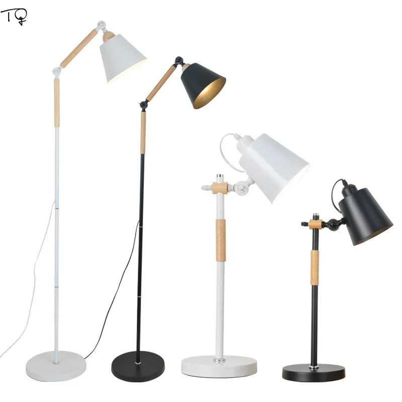 Nordic warm Iron wood floor lamp led table adjustable for living room bedroom bedside reading sconce home lighting fixtures | Освещение