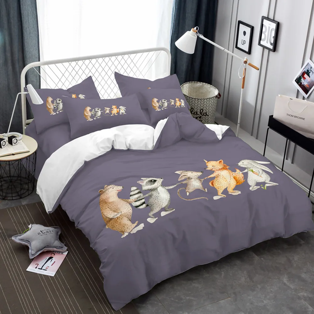 Cartoon Small Animals Bedding Set Fox Rabbit Bear Print Duvet Cover Set Bed Linens Bedsheet Pillowcase Child Bedclothes 3/4Pcs
Cartoon Small Animals Bedding Set Fox Rabbit Bear Print Duvet Cover Set Bed Linens Bedsheet Pillowcase Child Bedclothes 3/4Pcs