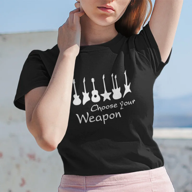 Rock Roll T Shirt Bass Guitar Metal Instrument Tee Female Choose Your Weapon Short Sleeve Shirt Cotton Fashion Rock Girl Tops
Rock Roll T Shirt Bass Guitar Metal Instrument Tee Female Choose Your Weapon Short Sleeve Shirt Cotton Fashion Rock Girl Tops