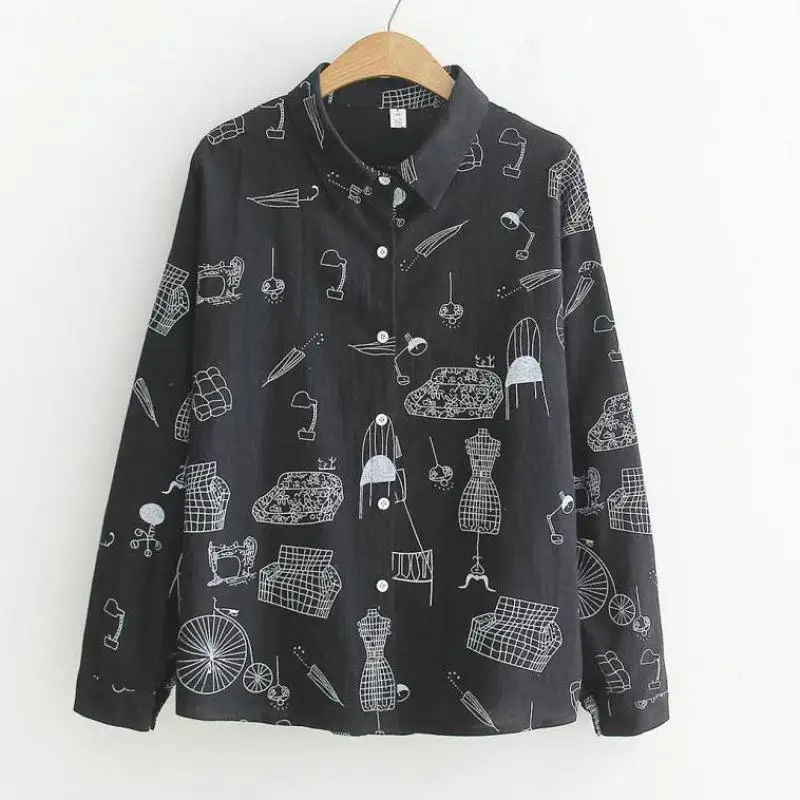 Zuolunouba Spring Fashion Casual Loose Women Blouse Print Harajuku Cotton Linen Long Sleeve Single Row Of Buttons Lady Shirt
Zuolunouba Spring Fashion Casual Loose Women Blouse Print Harajuku Cotton Linen Long Sleeve Single Row Of Buttons Lady Shirt