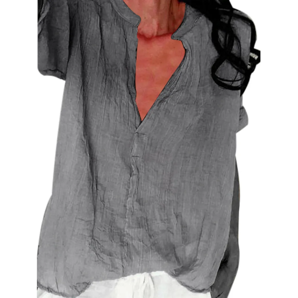 Women V-Neck women's clothing summer 2019 Pure Color Plus Size Cotton And Linen Tops Loose vestidos de verano haut femme 50#G8
Women V-Neck women's clothing summer 2019 Pure Color Plus Size Cotton And Linen Tops Loose vestidos de verano haut femme 50#G8