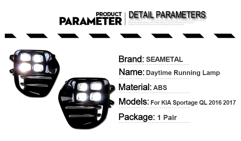 LED Daytime Running Lights DRL For KIA Sportage QL KX5 2016 2017 Car Driving Light Fog Lamp Hole Car-styling Auto Accessories (3)
